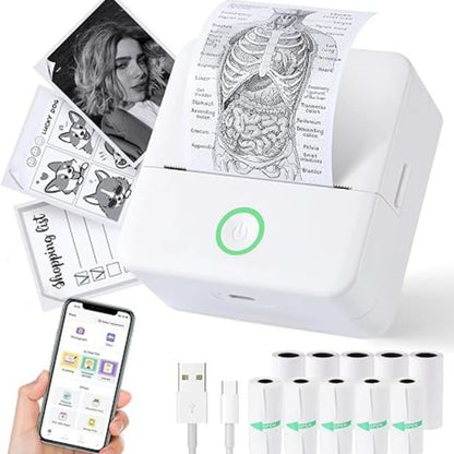 Mini Wireless Bluetooth Label Printer 57mm Thermal Sticker School Home Text Photo Wrong Question Printing Sticker Consumables