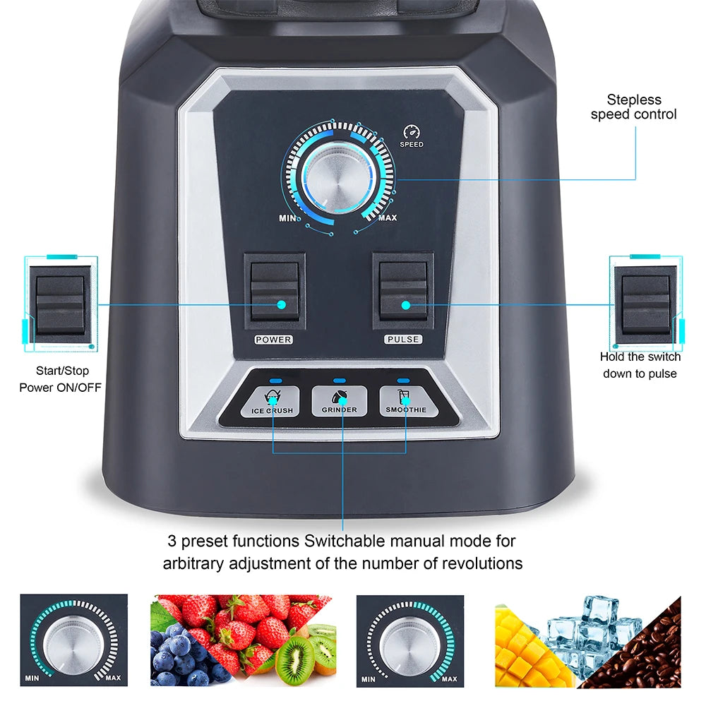 BioloMix Professional Smoothie Blender - BPA-Free 2L Food Mixer  Ice Crusher