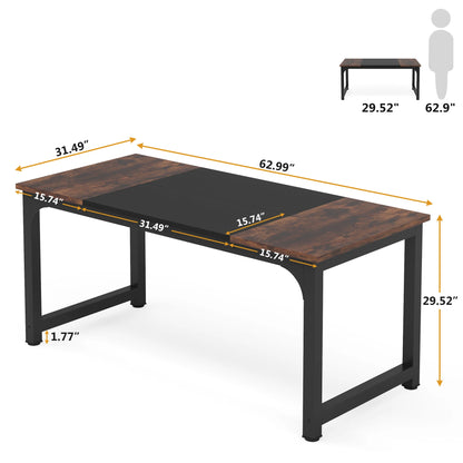 Large Office Desk | Modern Computer Desk - Spacious Writing Workstation for Home Office