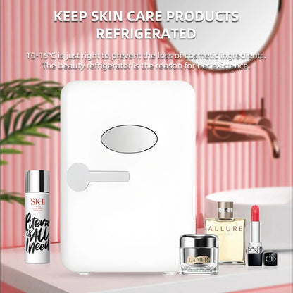 Portable 4L Mini Beauty Fridge Car & Home Dual Use Cooling Heating Refrigerator Skincare Cosmetics Makeup Face Fridge for Travel
