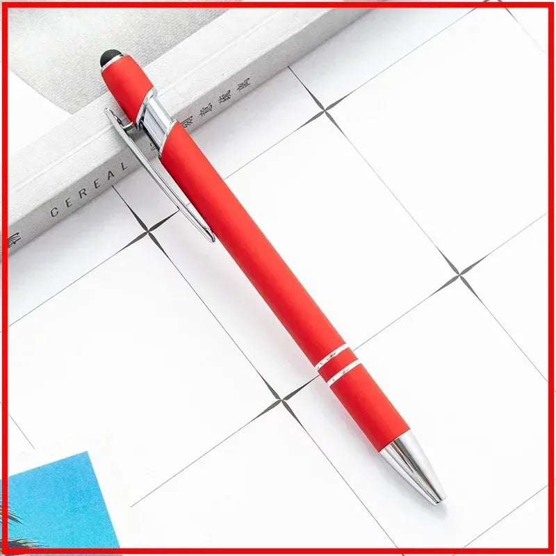 50pcs Light Metal Ballpoint Pen Touch Screen Pen Office School Advertising Pen Custom Logo Text Engraving Laser Engraving
