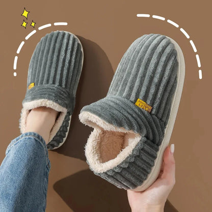 Mens Plush Indoor Slippers - Soft Fluffy Cotton House Shoes - ZOOMNSTORE
