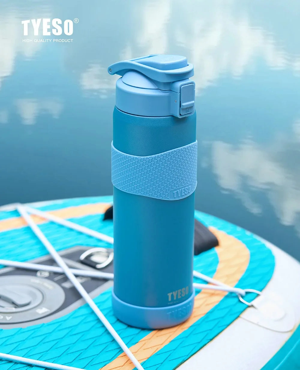 TYESO Vacuum Insulated Bottle 304 Stainless Steel Portable Sports Water Bottle with Straw for Travel Cycling& Outdoor Activities