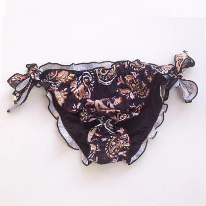 Wholesale Fold Sexy Bandage Brazilian Bikini Thong 2025 Ruffle Flower Swimwear Swimsuit Women Bottom Sexy Cheap Biquini Bottom