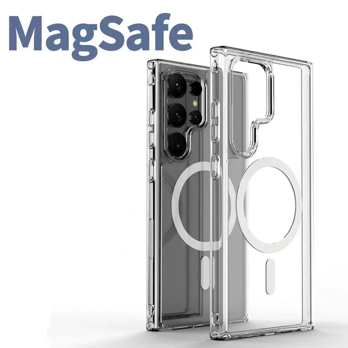 Transparent Shockproof Phone Case For Samsung Galaxy S26 S25 S24 S23 S22 S21 S20 Ultra Plus FE Magnetic Armor Cover