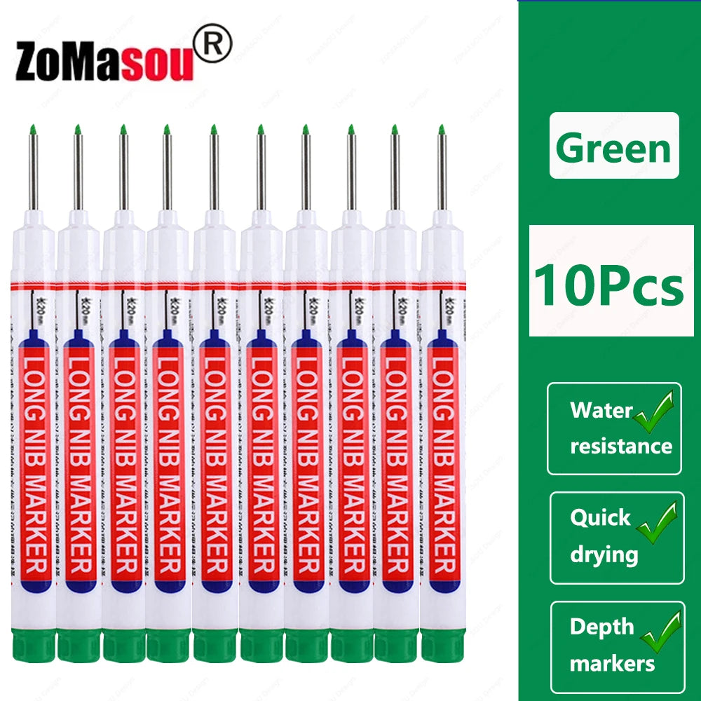 Waterproof Long Head Marker Pen for Deep Holes - 2cm 1-100 Pcs RedBlackBlueGreen Ink - Ideal for Metal  Woodworking