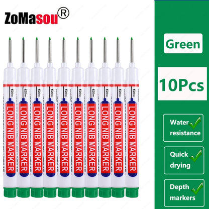 Waterproof Long Head Marker Pen for Deep Holes - 2cm 1-100 Pcs RedBlackBlueGreen Ink - Ideal for Metal  Woodworking