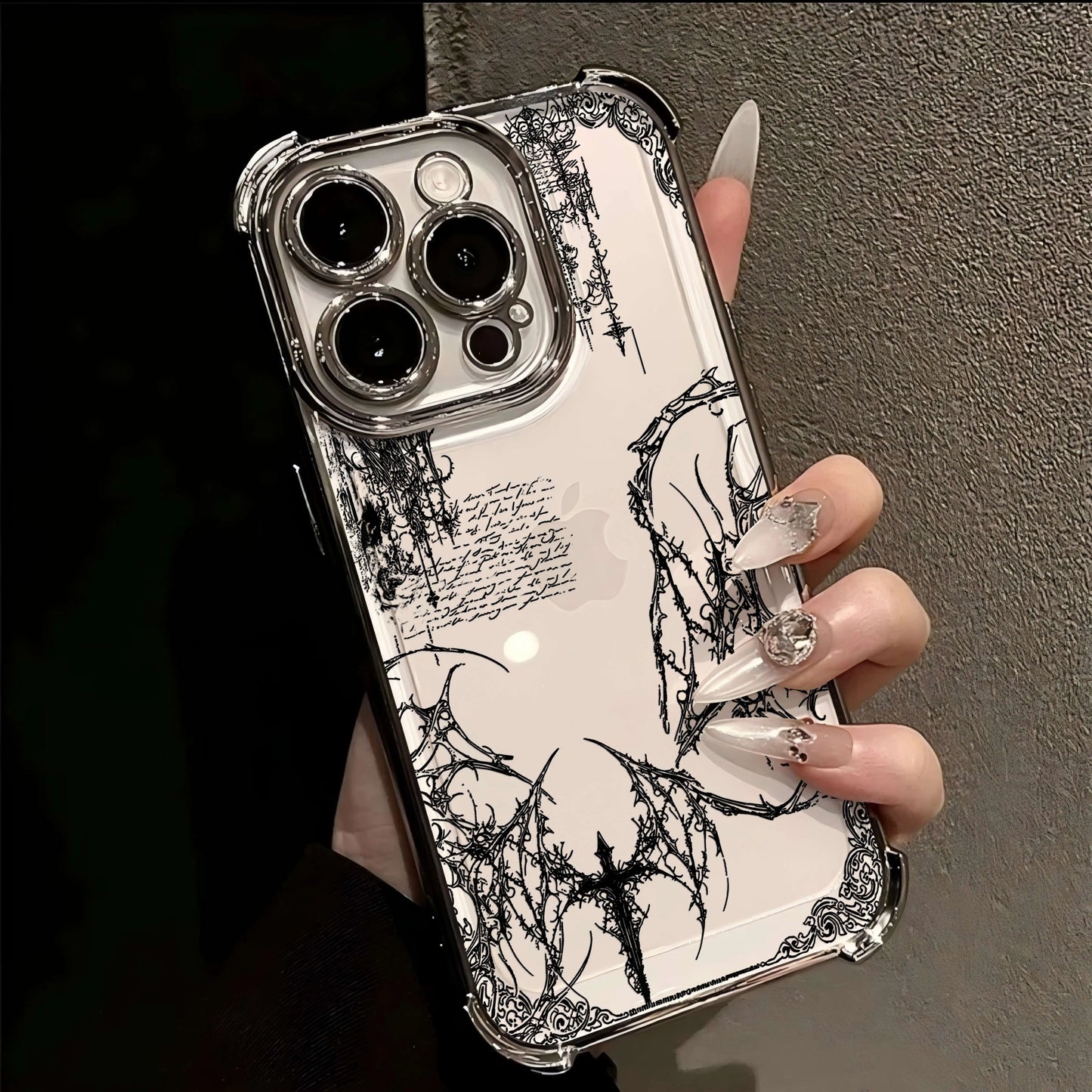 Cool Dark Gothic Cross Mark Line Plating Phone Case For IPhone 17 16e 16 15 14 13 12 11 Pro Max X XR XSMax 7 8 Mini Air Plus