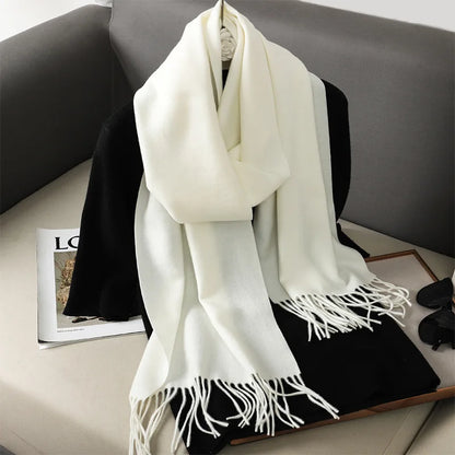 62-Color Cashmere Winter Scarf - Warm Thicken Pashmina Shawl with Tassels