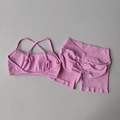 Gathering Shock-proof and Beautiful Back Seamless Sports Bras Gym Women Top Crop Tube Yoga Tops Fitness Scrunch Bum Workout Suit