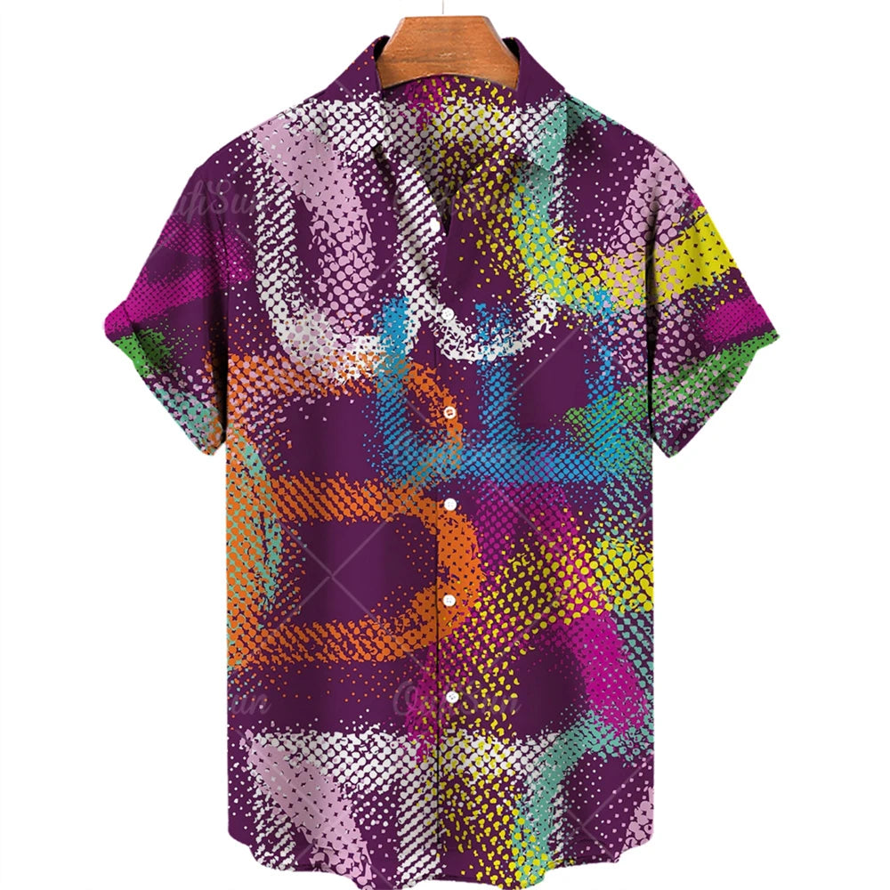 2022 3d Graffiti Oil Painting Printed Shirt Men Fashion Streetwear Hawaiian Beach Casual Lapel Plus Size 2022
