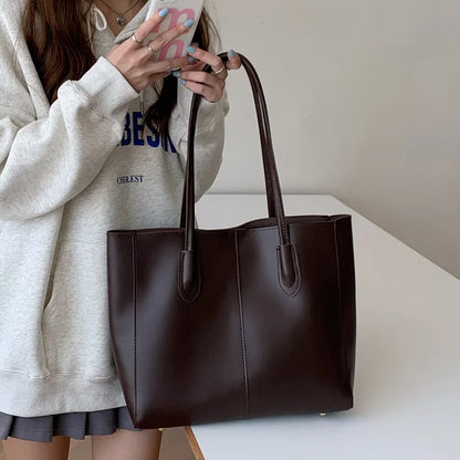 Vintage Women's Tote Bag - Large Capacity PU Leather Shoulder Purse for Everyday Use