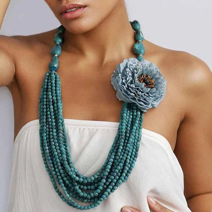 Statement Boho Multi-layer long Necklace Handmade for Women Wedding Party Jewelry