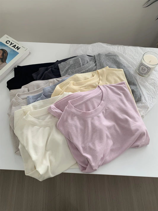 Silk Short Sleeve Women's Summer Round Neck Wool Outerwear T-shirt Slim Fit Base Shirt