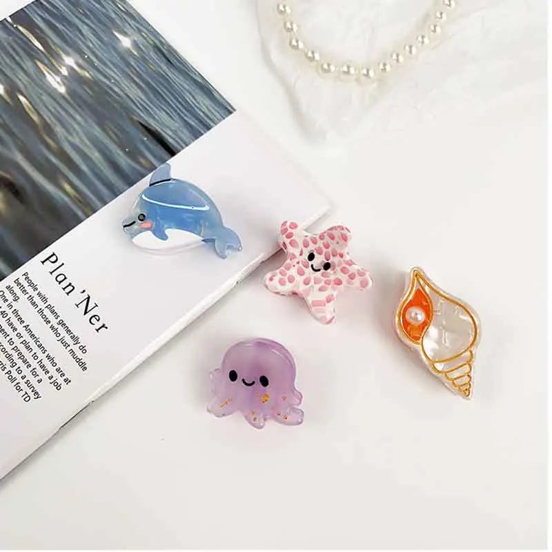 8/6/4Pcs Acetate Ocean Animal Hair Clips Summer Beach Non-Slip Hair Claws Crab Starfish Whale Hair Accessories for Women Girl