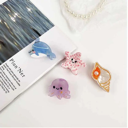 8/6/4Pcs Acetate Ocean Animal Hair Clips Summer Beach Non-Slip Hair Claws Crab Starfish Whale Hair Accessories for Women Girl