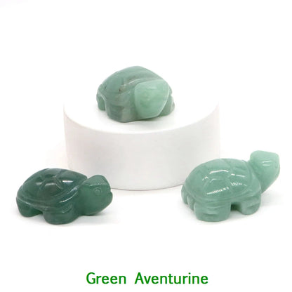 1.2" Mini Natural Crystal Stone Turtle Statue Reiki Healing Tortoise Figurine Amulet Fengshui Sculpture for Home Office Decor