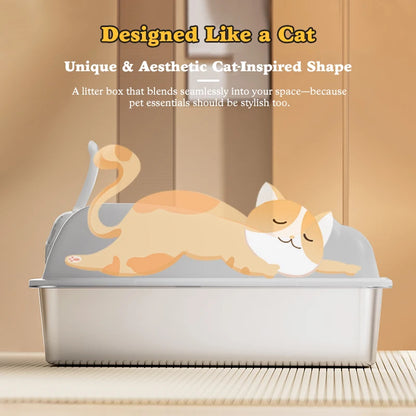 XL Stainless Steel Cat Litter Box with Lid - Easy Clean Odor-Free Anti-Leakage - ZOOMNSTORE