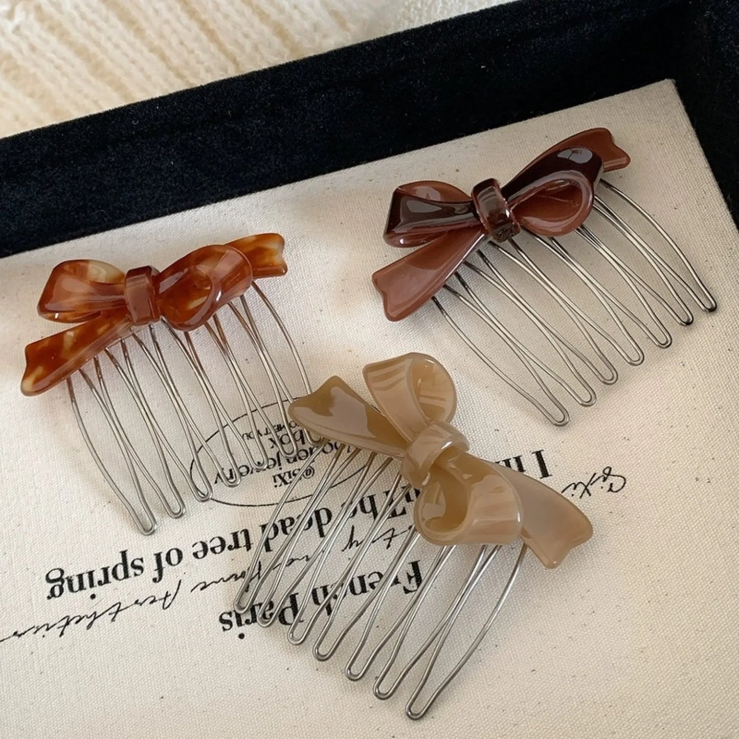 Women's Acrylic Bow Hair Combs,Elegant Hair Side Combs, Stylish For Updo Hairstyling & Daily Wear, Trendy Hair Accessories