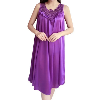Women Nightgowns Satin Lace Sleepwear Nightwear Sexy Pyjama Women Home Clothing Sleepwear Female Free Size Lingerie Gown Robe