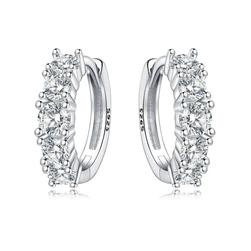 MISEFF Real 925 Sterling Silver Earring Gradual Change Green Blue Colored Zircon Hoop Earrings Engagement Wedding Jewelry Gifts