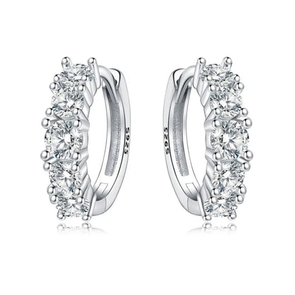 MISEFF Real 925 Sterling Silver Earring Gradual Change Green Blue Colored Zircon Hoop Earrings Engagement Wedding Jewelry Gifts