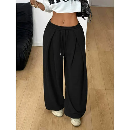 Y2K new Wide Leg Sweatpants Women Streetwear Baggy Oversize Gray Sports Pants High Waist Drawstring Casual Joggers Trousers