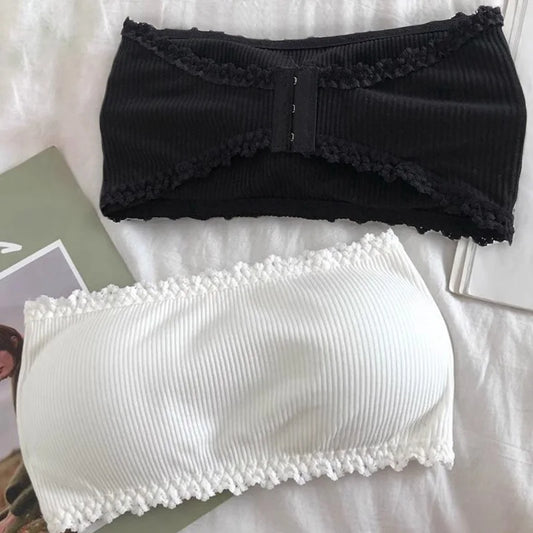 Lace Strapless Bra - Seamless Push Up Bralette | Wire Free Cotton Lace Bra