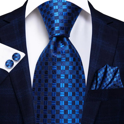 Blue Silk Mens Tie - Formal 100 Silk NeckTie for Weddings and Business