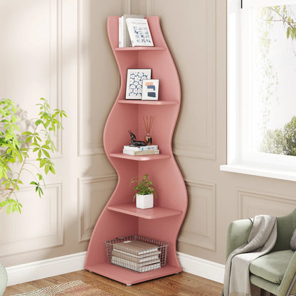 Corner Bookshelf - Modern 5-Tier Shelf | Stylish Wooden Storage Rack