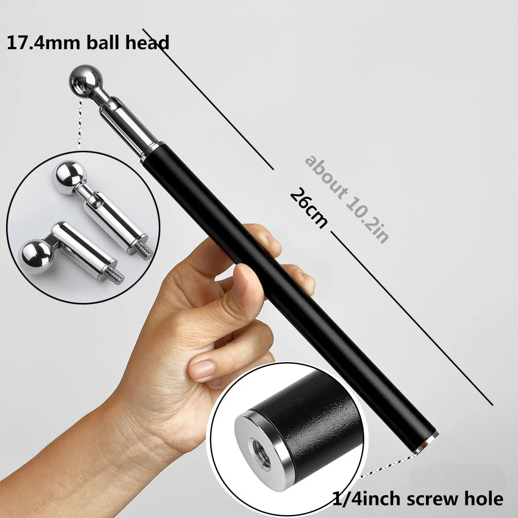 Metal Tube Extendable Rod Selfie Stick Monopod Extention Pole Stand Holder with 1/4inch Screw Ball Head for Mobile Phone Cameras