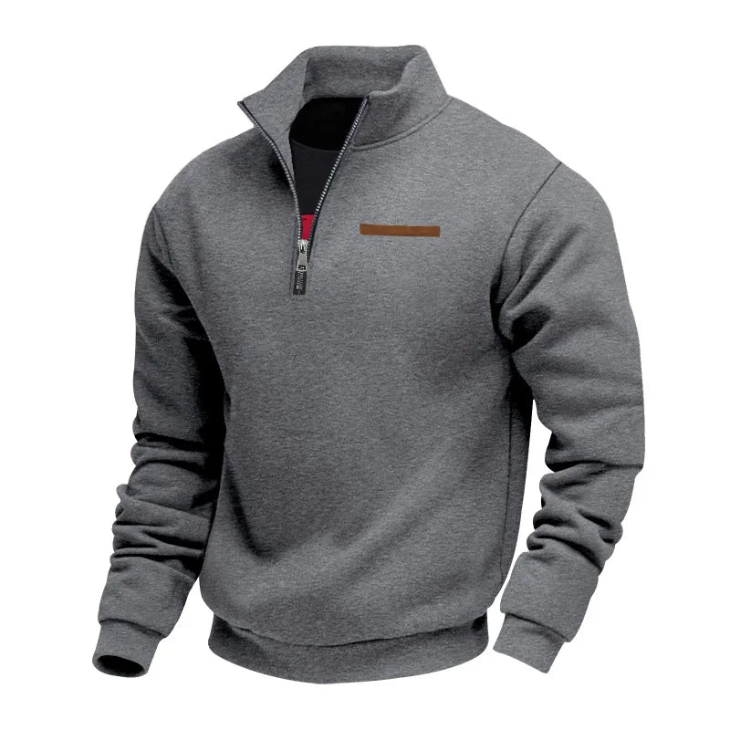 American autumn and winter heavy fleece long-sleeved men's sweater half zipper loose stand-up collar pullover men's sweater