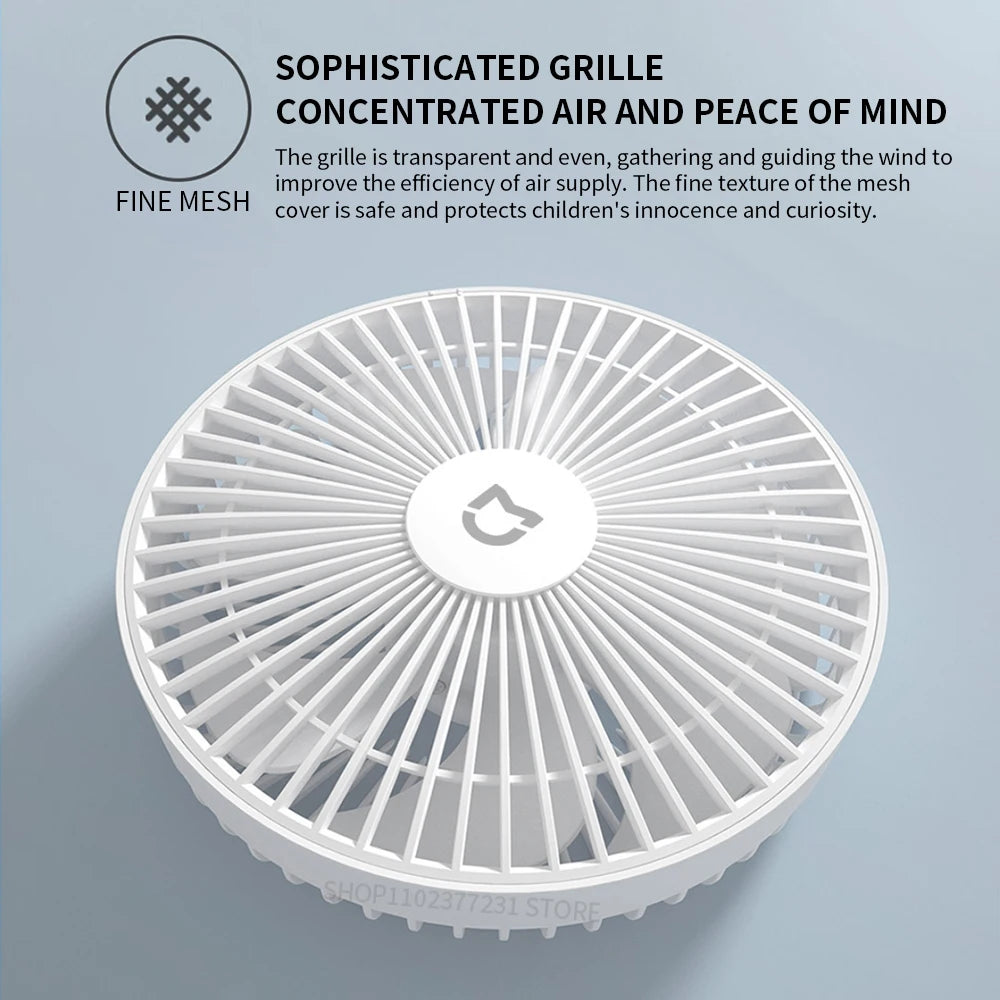 XIAOMI Mijia Portable Desk Fan USB Rechargeable Handheld Mini Electric Fans Cordless Air Cooling Small Fan 4 Gears Speed