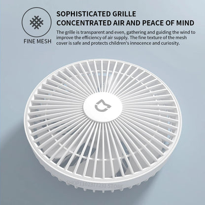 XIAOMI Mijia Portable Desk Fan USB Rechargeable Handheld Mini Electric Fans Cordless Air Cooling Small Fan 4 Gears Speed