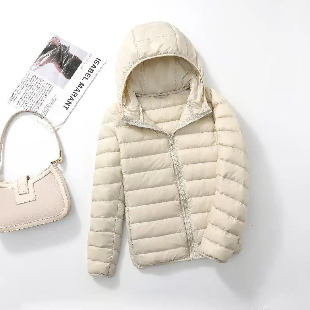 Women Puffer Jacket - Plus Size Jackets, Lightweight Down Coat With Zipper Closure