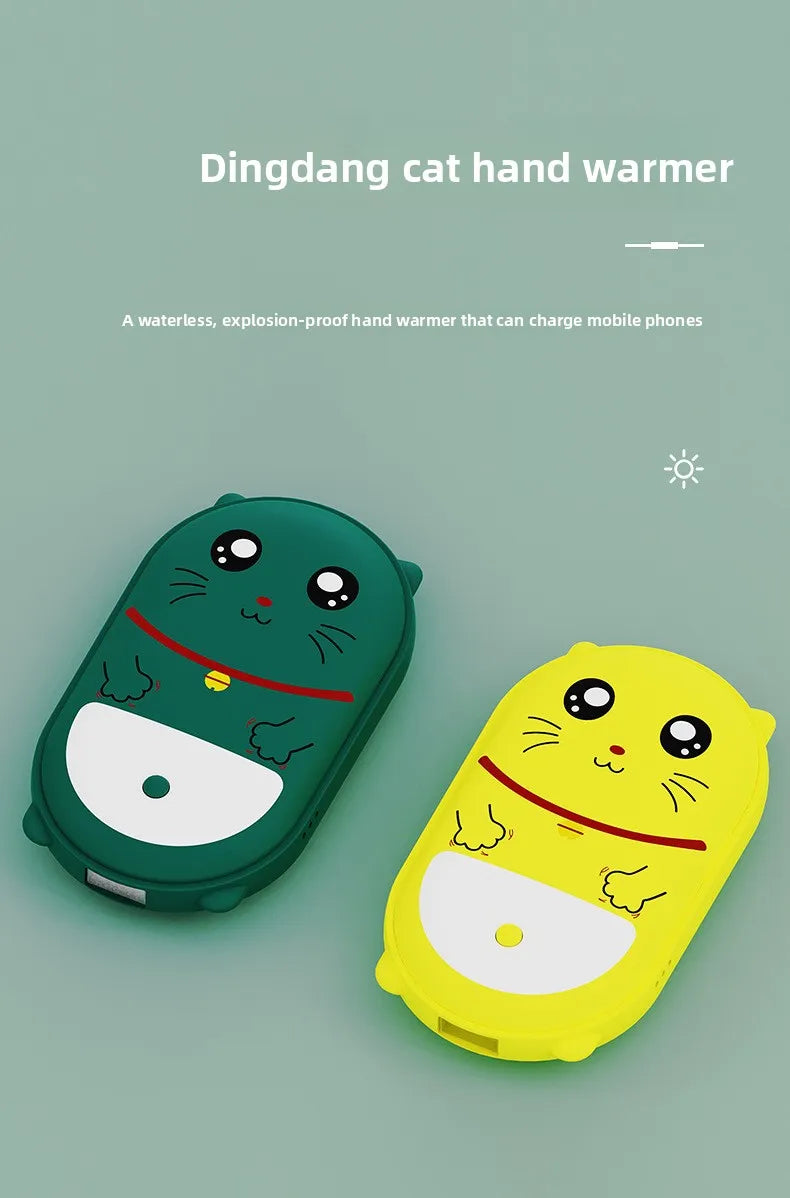 Cute Pet Shaped Electric Hand Warmer USB Charging Portable Waterless Hot Water Bag Dual Purpose 3000mAh Power Bank 2-in-1