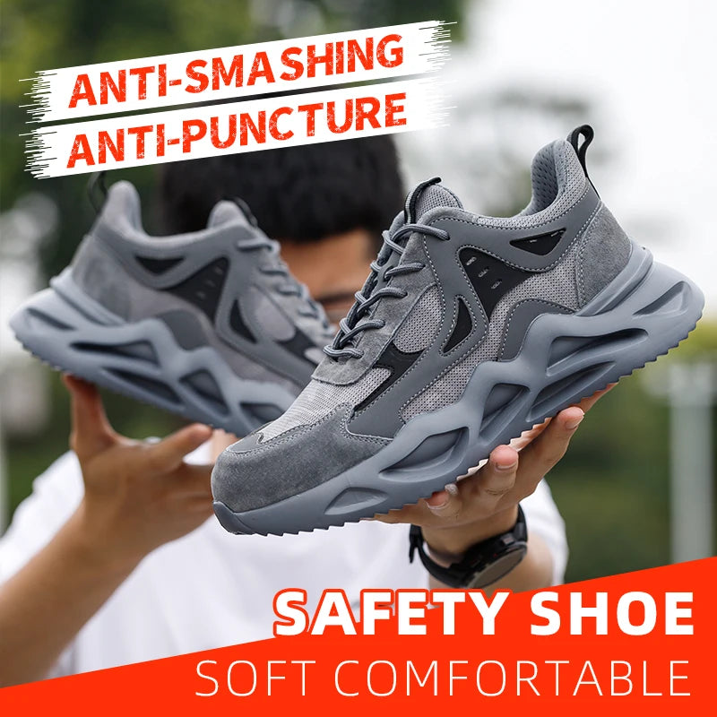 Men's Steel Toe Safety Shoes Anti-Smash Anti-Puncture Lightweight Breathable Industrial Work Shoes Lightweight Breathable Men's Safety Shoes Steel Toe Anti-Slip Sport-Style Industrial Work Shoes