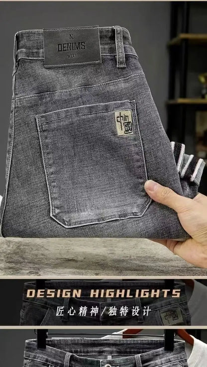Men's Denim Shorts – Summer Embroidered Knee Length Casual Straight Fit Jeans