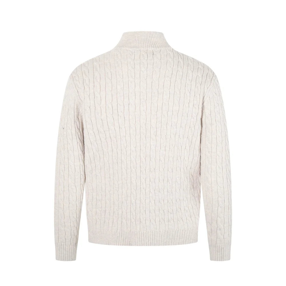Retro Stand Collar Half Zipper Sweater Mens Solid Color Autumn Winter Casual Knitted Long Sleeve Loose Pullover Man