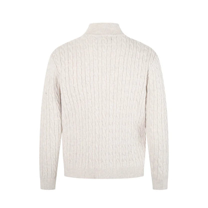 Retro Stand Collar Half Zipper Sweater Mens Solid Color Autumn Winter Casual Knitted Long Sleeve Loose Pullover Man
