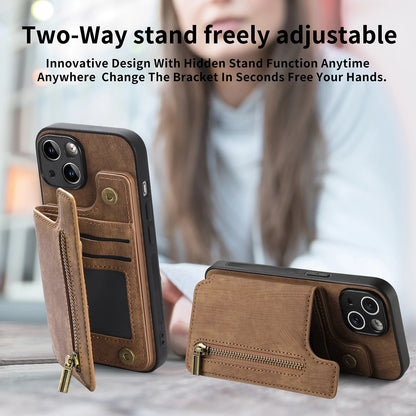 Zipper Card Solt Wallet Leather Case For iPhone 16 Pro Max 17 Air 15 14 Plus 13 12 11 Se2022 Pocket Magnetic Double Buckle Cover