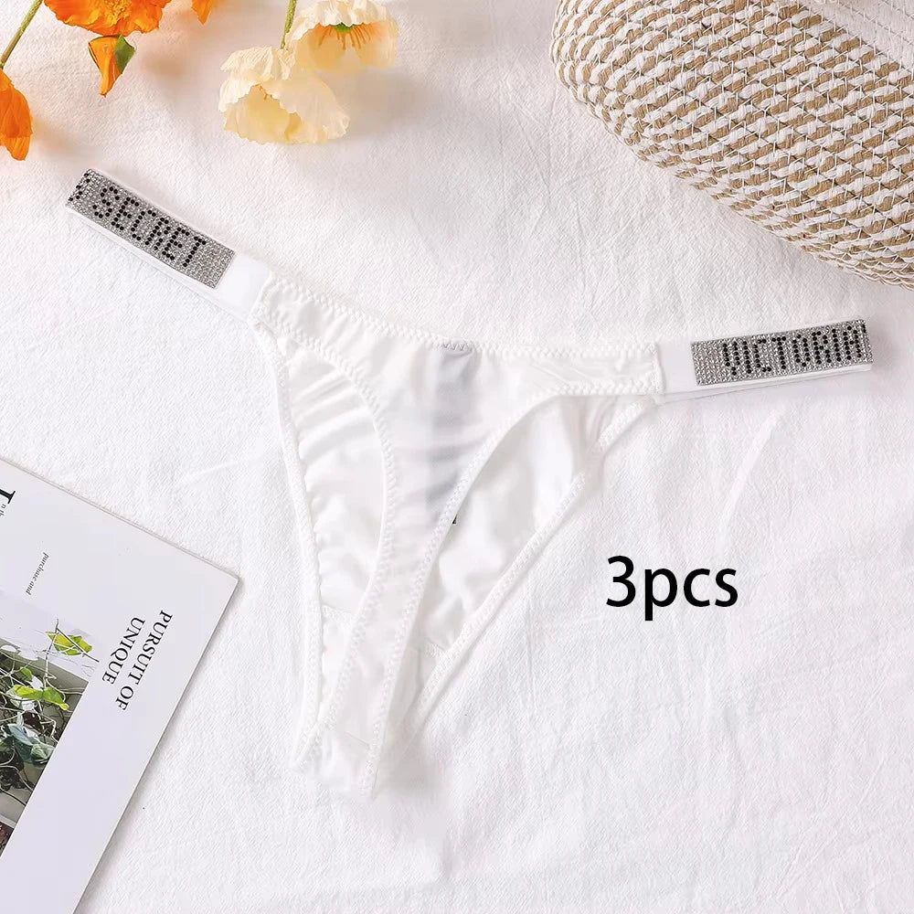 3PCS Victoria's Secret Lace Thongs Woman Comfortable Breathable Panty High Waist Women Underwear Sexy Lingerie Panties Seamless