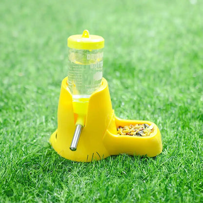 Automatic Small Animal Water Bottle Leak-Proof With Food Bowl - Hamster Guinea Pig Rat Drinking Water Dispenser