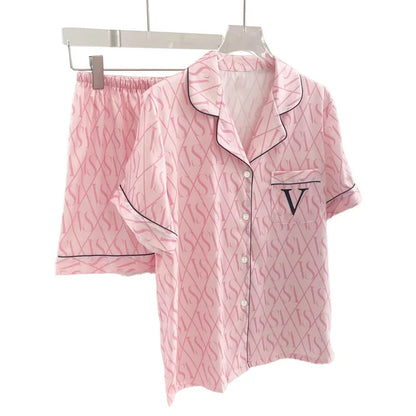 New Women's High-End Fresh Ins Style Pajamas, Women's Short-Sleeve and Shorts, Summer Thin French-Style Home Wear Summer Set