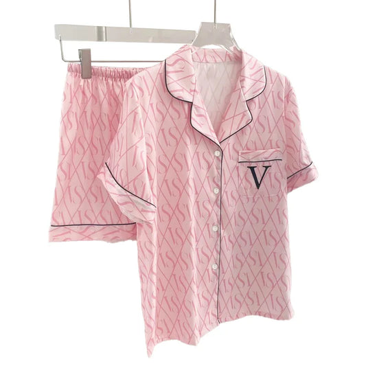 New Women's High-End Fresh Ins Style Pajamas, Women's Short-Sleeve and Shorts, Summer Thin French-Style Home Wear Summer Set