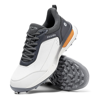 FitVille Men'S Wide Waterproof Spikeless Golf Shoes, High Traction Anti-Slip Sole, Shock Absorption Cushioning Arch Support Professional Golf Trainers, Roomy Toe Box For Wide & Fat Feet
