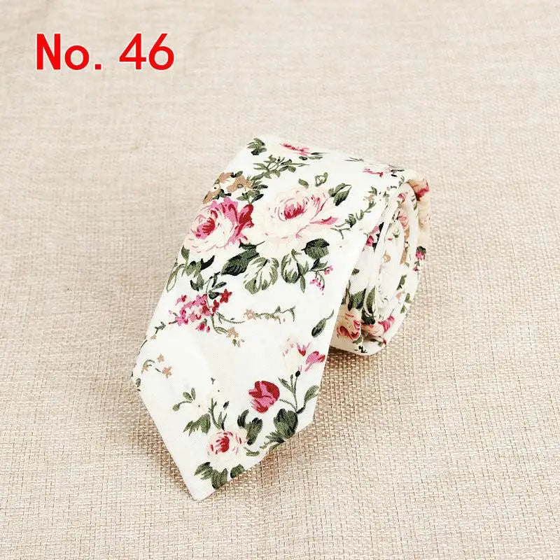Handmade Floral Tie - Classic Mens Narrow Cotton Necktie for Weddings  Casual Wear