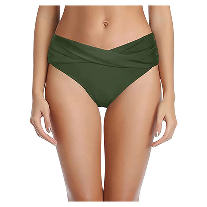 Women's Various Patterns Classic High Quality Low Waist Ruched Bikini Panties Fashionable Summer Thin Comfy Swimsuit Briefs