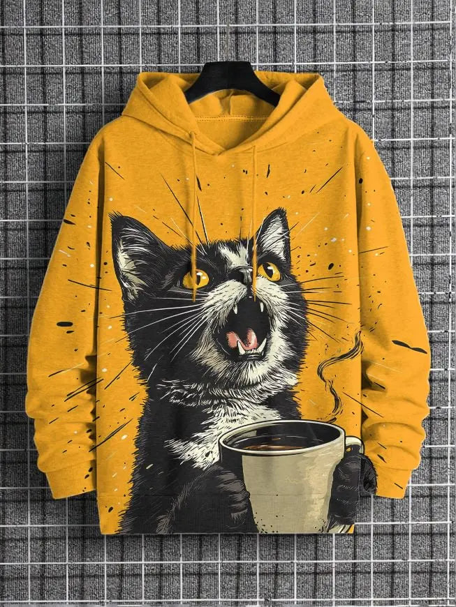 2026 Men's Hoodies Funny Cat Dinosaur UFO Art 3D Printed Cartoon Sweatshirt Men Women Tracksuit Oversized Casual Street Y2k Coat