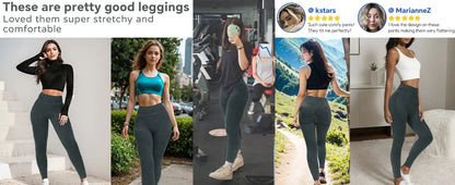 High Waisted Yoga Leggings - Seamless Butt Lifting Tummy Control Pants for Women
